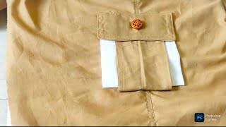 How to make designer pocket for cargo pant,mock pocket design cutting and Stitching tutorial #sewing