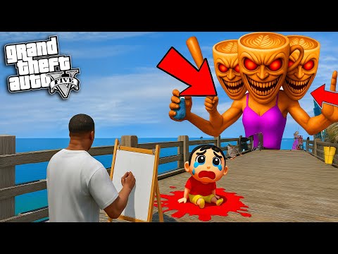 GTA V : Shinchan Uses Magical Painting To Find SCARY EVIL “Ballerina Cappuccina" In Gta 5 Telugu
