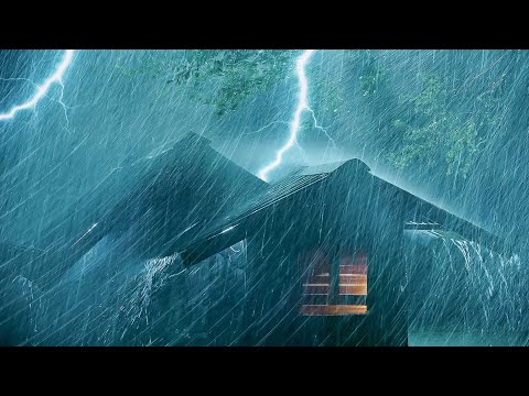 Fall Asleep Fast in 3 Minutes 😴 Heavy Rainstorm & Intense Thunder on Tin Roof of Farmhouse at Night