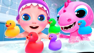 Five Little Ducks | Bath Song with Dino | Funny Bunny - Nursery Rhymes & Kids Songs Compilation