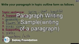 Paragraph Writing Sample(writing of a paragraph)