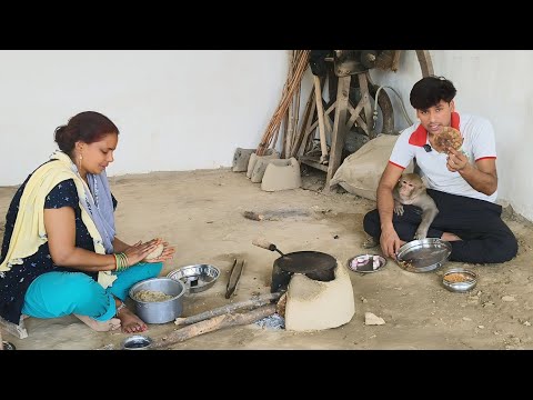 Monkey rani ke ghar ki mix roti ।। Monkey rani Akash mix Roti Khate hai ।।