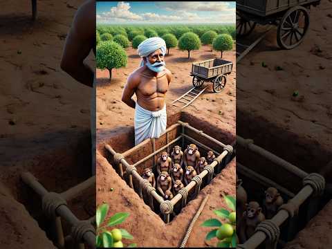 Farmer lays a trap to catch the monkeys but the monkeys eat the farmer's gooseberries 😭 #ai #farmer