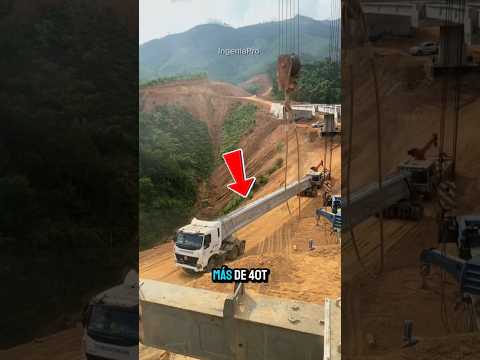 Así se instalan vigas T prefabricadas con grúa en puentes sobre terreno extremo