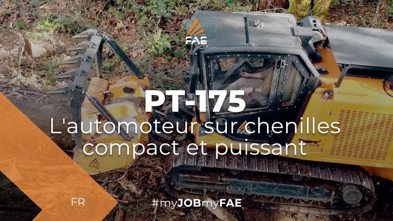 Vidéo - FAE PT-175 - L'automoteur sur chenilles FAE avec broyeur forestier, broyeur de souches et lame bull