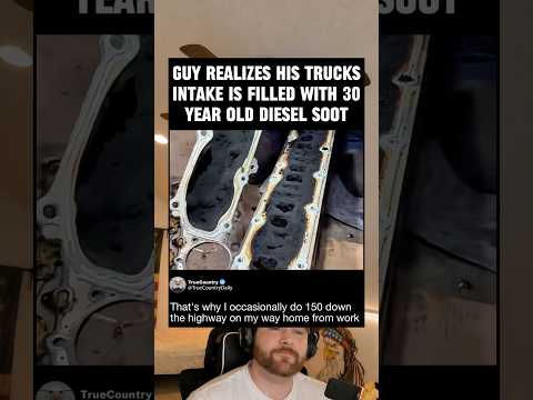 Guy realizes his trucks intake is filled with 30 year old diesel soot