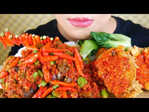 ASMR BALADO PETE ATI AMPELA,  DADA AYAM CRISPY SAMBEL PEDAS | EATING SOUNDS