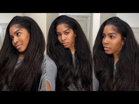 REALISTIC Yaki Straight UpGraded Glueless half Wig | megalook hair