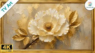 Vintage Elegant Peonies Oil Painting in Gold Frame | Ambient Frame TV Art Screensaver | Stunning 4K