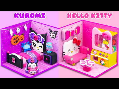 DIY Kuromi & Hello Kitty Two Tone Room Makeover – Perfect for Any Space ❤️ Miniature House