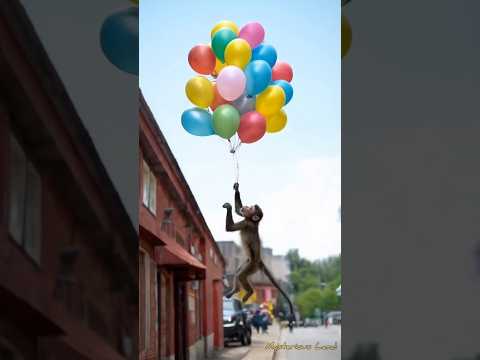 Monkey flew with balloons | Helium balloons | Monkey Mischief | Balloon Emporium | Mysterious Land