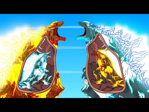 Evolution of GODZILLA ICE vs Evolution of SHIN GODZILLA FIRE: Size Comparison / ANIMATION