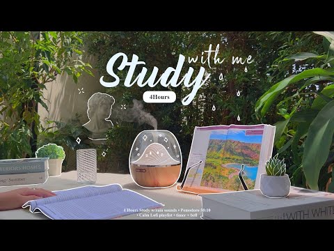 4-HOUR 🌤️ Study With Me • Rain sounds 🌧️ + Lofi bgm • Pomodoro 50-10 • Day223🕊️