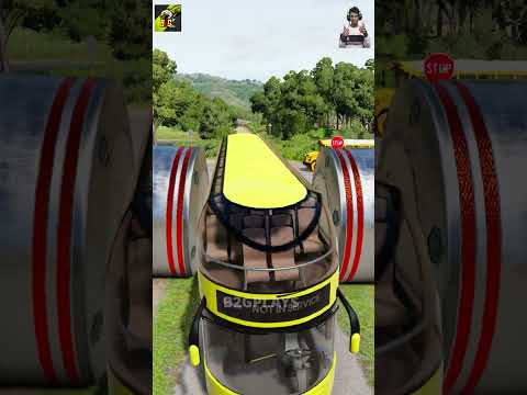 Colour Capsule bus vs Bollards crash#short#beamngdrive#bus#truck#fireenginetruck#schoolvan#schoolbus