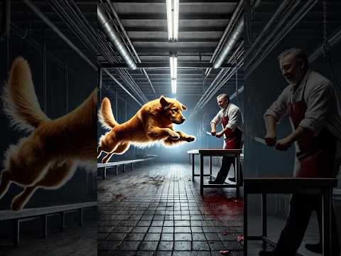 Poor cows are about to be slaughtered #aidog #bravedog #doglover #dogvideos #cow
