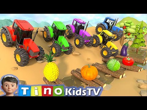 Tractor Harvesting Obstacle Course for Kids | Farm Trucks Uses for Children