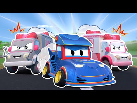 Oh no! AMBULANCE AND Amber Robot AMBULANCE gets crazy! Super RACE CAR to the rescue!! | Cars Rescue