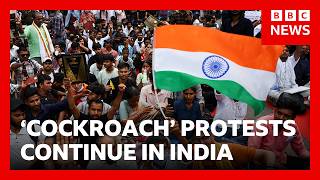 YouTube video thumbnail: Thousands of Students Continue 'Cockroach' Protest in Delhi
