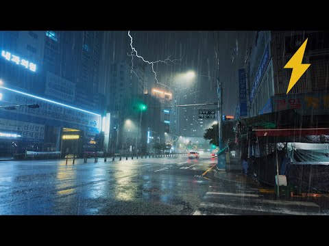 [4K] 무더위와 근심 걱정을 쓸어버리는 뇌우, 폭우. thunder lightning, heavy pouring rain #천둥 #번개