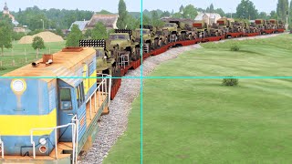 Russian Train Loaded With Artillery Trucks Attacked by Ukrainian Anti-Tank Missiles
