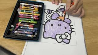 Color the adorable purple cat driving past your house