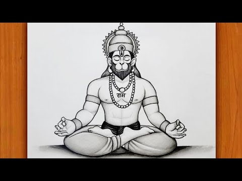 How to Draw Ram bhakt Hanuman ji Full body | Pencil drawing,  Step by step Tutorial | God drawing