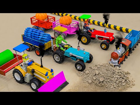 Diy tractor making bulldozer repair train railway | How rescue tractors stuck on BRICK roads