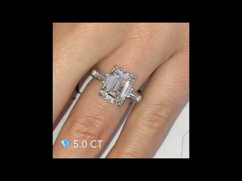 5 ct Emerald Cut Diamond Three-Stone Ring