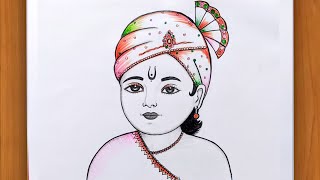 How to Make Easy Krishna drawing |Krishna Bhagwan drawing | janmashtami drawing