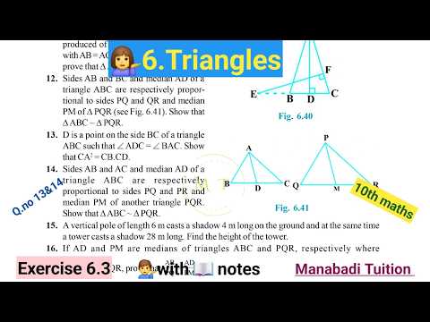 10th class math| Chapter 6|TRiangles| Exercise 6.3| Q no 13&14|With notes| CBSE|NCERT|