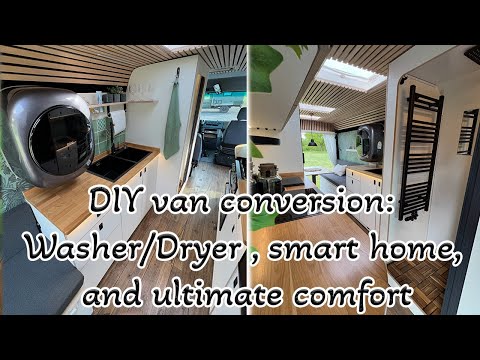 Off-grid living in style: DIY van build with heated floor, big kitchen, washing machine