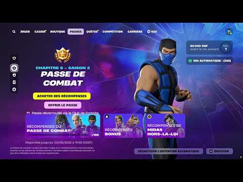 PASSE DE COMBAT SAISON 2 CHAPITRE 6 sur FORTNITE !! (palier 1 à 100)