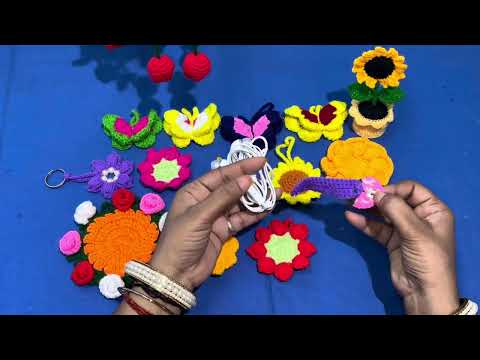 Beautiful handmade crochet items Flower, Keychain and jhoomar