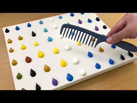 Comb Painting Technique / Acrylic Painting / Painting a Rainy Day