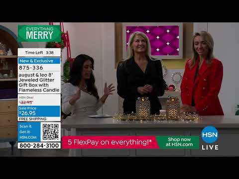 august   leo 8" Jeweled Glitter Gift Box with Flameless ...