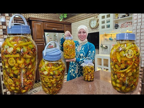 عملت بطريقة عمتي أجمل زيتون تفاحي بالخلطة وليمون معصفر 👌 أجمل من المحلات الكبيرة 🥰
