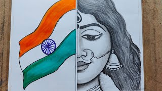 How to draw bharat mata for independence day,how to draw independence day 