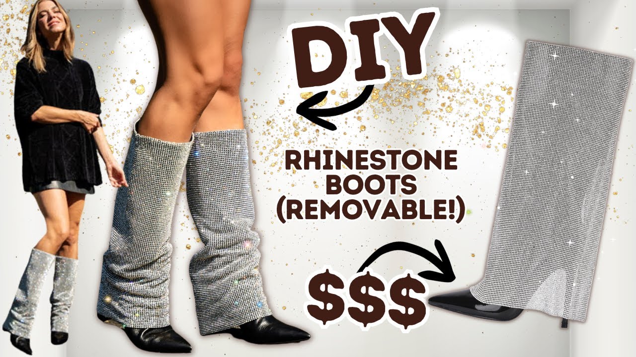 DIY Rhinestone Boots!! (Removable + No-Sew) ✨ Plus a Sexy BONUS Top!