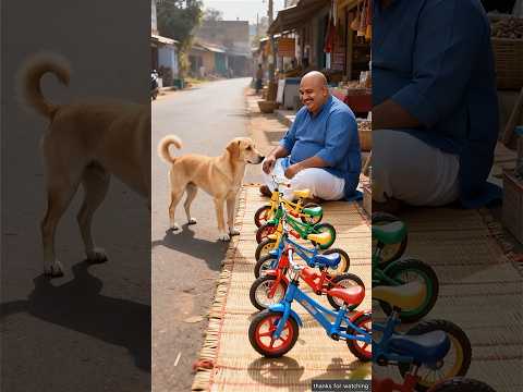 Cute dog steals bicycle for his child ๐ญ #ai #save #dog