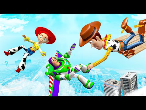 GTA 5 Toy Story Buzz Lightyear, Woody & Jessie Crazy Ragdolling (Funny) #20