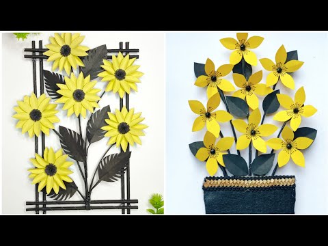 2 different paper flower wall hanging easy // easy room decoration ideas // diy crafts