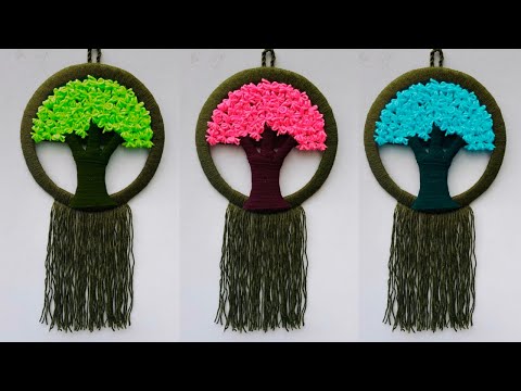 Beautiful Woolen Tree Wall Hanging Tutorial | Woolen Wall Hanging Craft Ideas