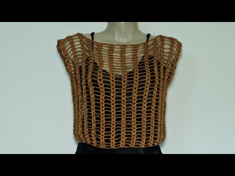 Blusa de sobreposição em crochê