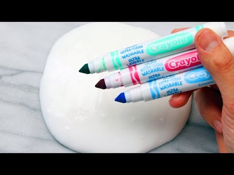 Satisfying & Relaxing Slime Coloring Swirls with Pastel Crayola Markers!