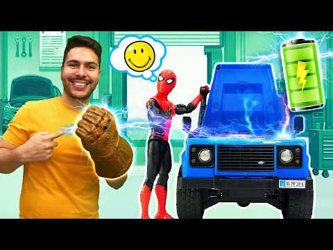 ¡Eduardo es el dueño del guante de Thanos! Spiderman y coches de juguete