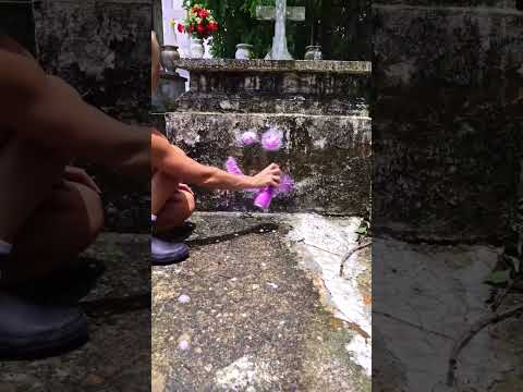 This girl comes to the cemetery to clean the graves #shorts #shortvideo