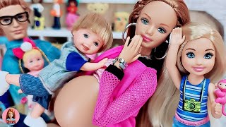 Barbie Midge & Ken Doll Family Travel Routine | Baby Shop Shopping Story 바비인형 밋지 & 캔 인형 가족 여행 쇼핑 이야기