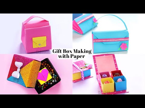 4 Easy Gift Box Making with Paper | Gift Box Making | Paper Craft