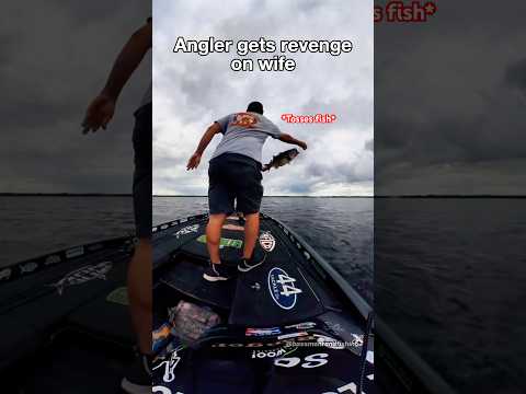 Angler gets revenge on wife throwing his hog😏 #fishing #bassfishing #funny #shorts #viralshorts