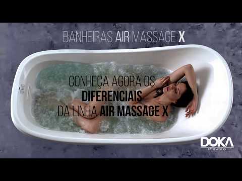 Banheira Contempornea 1,68x85 Viena X com Air Massage e Cromoterapia Branca Doka